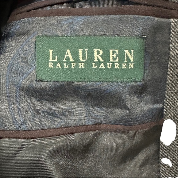 Ralph Lauren Grey Herringbone Tweed 2 Button Suit Jacket Sz 44R Wool Cashmere - Picture 11 of 12